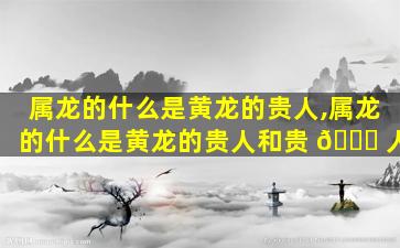 属龙的什么是黄龙的贵人,属龙的什么是黄龙的贵人和贵 🍁 人
